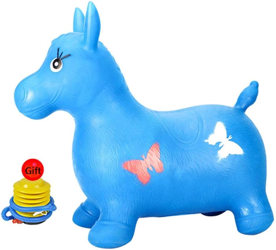 AYEBIA Horse Hopper Bouncy , Activity Toy Hop Farm Animals Toys for Small Toddler, Bouncer Horse , Kids , Children Big Hoppity Inflatable Balls for Boys / Girls , Sit And Spin , Pump (BLUE)