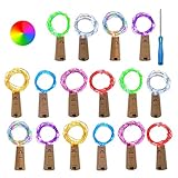 8 colores: a diferencia de la luz de alambre plateado normal, estas 16 luces LED para botella vienen con 8 colores, 2 piezas de cada color, que son alimentadas por 3 pilas LR44 (48 pilas equipadas en la cadena de luces). Realmente un buen ayudante para crear un ambiente romántico.