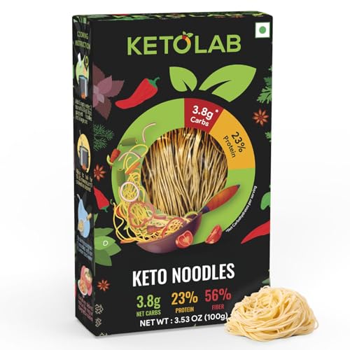 Image of Ketolab Keto Noodles Spaghetti, 100 Gms, 1 Pack, 3.8g Net Carb & 11g High Protein /Serving, Identical to Regular Noodles, Ultra Low Carb, Pre-Biotic High Fibre, For Keto Diet and Weight Loss