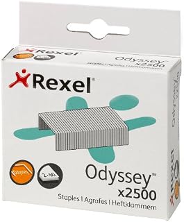 Rexel Odyssey Heavy Duty Staples, For Stapling up to 60 Sheets, Use with the Rexel Odyssey Stapler, Box of 2500, 2100050, Silver