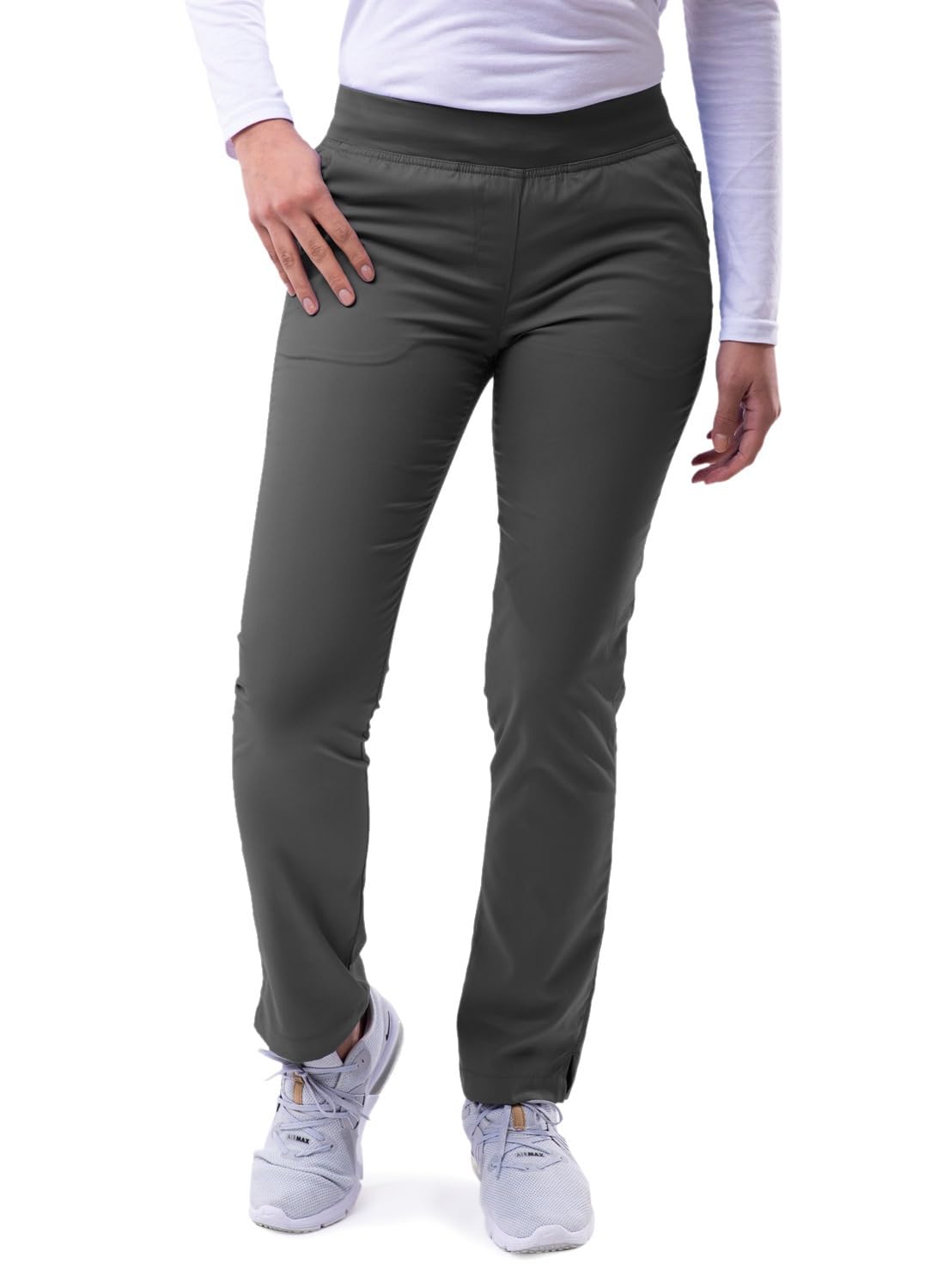 Adar Pro Scrubs for Women - Skinny Leg Yoga Scrub Pants - P7102P - Pewter - XXS