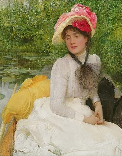 Posters et art 60x90cm vintage : décoration murale tableau Fille dans un punt Arthur Hacker