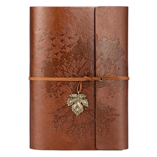 ANOMM PU Leder Notizbuch Tagebuch, Nachfüllbares Notizbuch mit Leere Seiten, Reisenotizbuch Spiralbindung, Geschenk für Frauen, Männer, Mädchen und Jungen, 160 Seiten (A5, 23,5 × 16,5 cm, Braun)