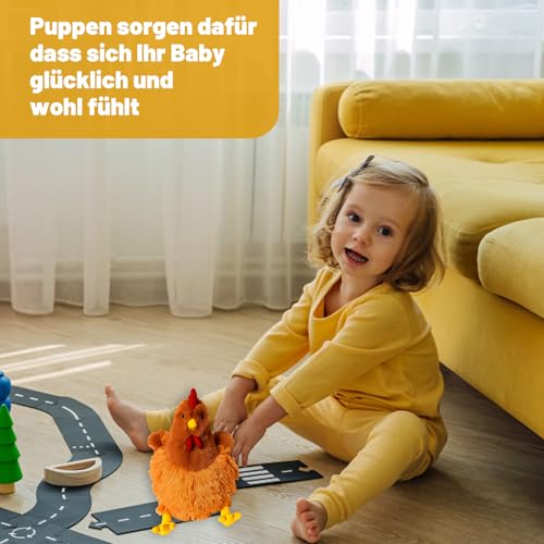 Kuscheltier Huhn, Weiches Plüsch Huhn Spielzeug, Huhn Kuscheltier, Huhn plüsch, Niedliches Huhn Geschenk Für Kinder Und Tierliebhaber, 22 cm Hoch, Ideal Als Dekoration Und Zum Kuscheln