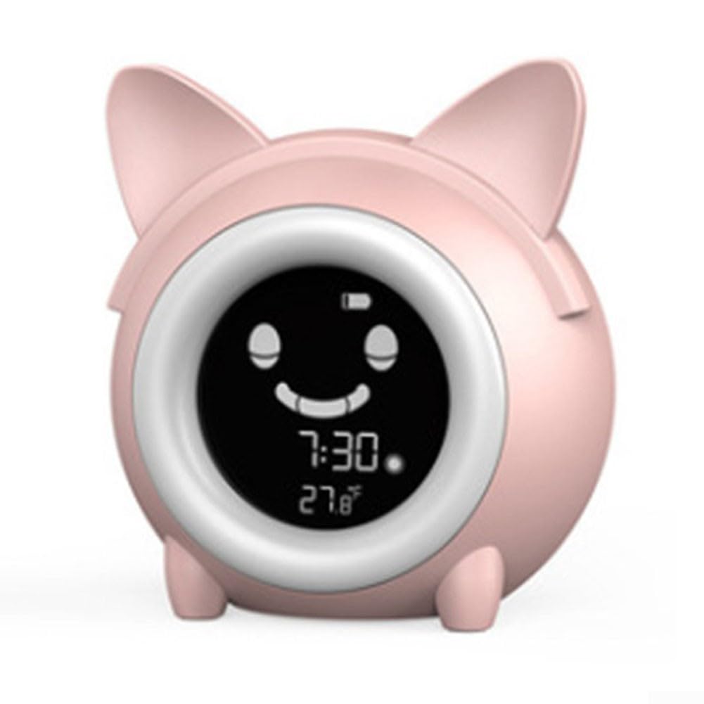 Kinder Wecker Katze Design mit Sanftem für nachtlicht und Dual Alarm