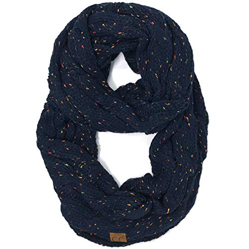 C.C Confetti Soft Chunky Pullover Knit Long Loop Infinity Hood Cowl Scarf Navy by SK Hat Shop