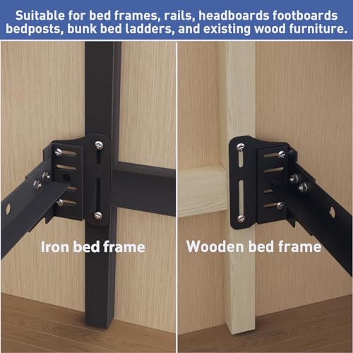 2 PCS Bed Frame Adapter for Headboard,Queen Bed Modification Plate Bed Frame Brackets Adapter/Connector,Heavy Duty Headboard Adapter Kit to Connect Headboard Footboard (Black) - Thumbnail 4