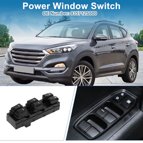 Interruptor de ventana de alta durabilidad para Hyundai Tucson 10-15, acabado negro 935712S000 2