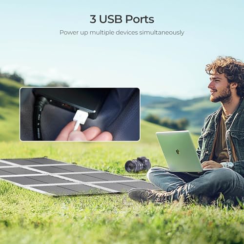 Renogy 200 Watt Solar Panel Blanket, N-Type Portable Foldable Solar Panels, 25% High Efficiency Lightweight 8-Fold Space-Save, QC3.0 USB-A&Type-C Output, For Camping, RV, SUV, Marine, Off-Grid Outdoor - image 5