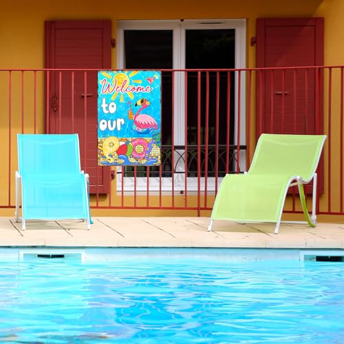 Letrero metálico Welcome to Our Pool 30x20cm miniatura 5