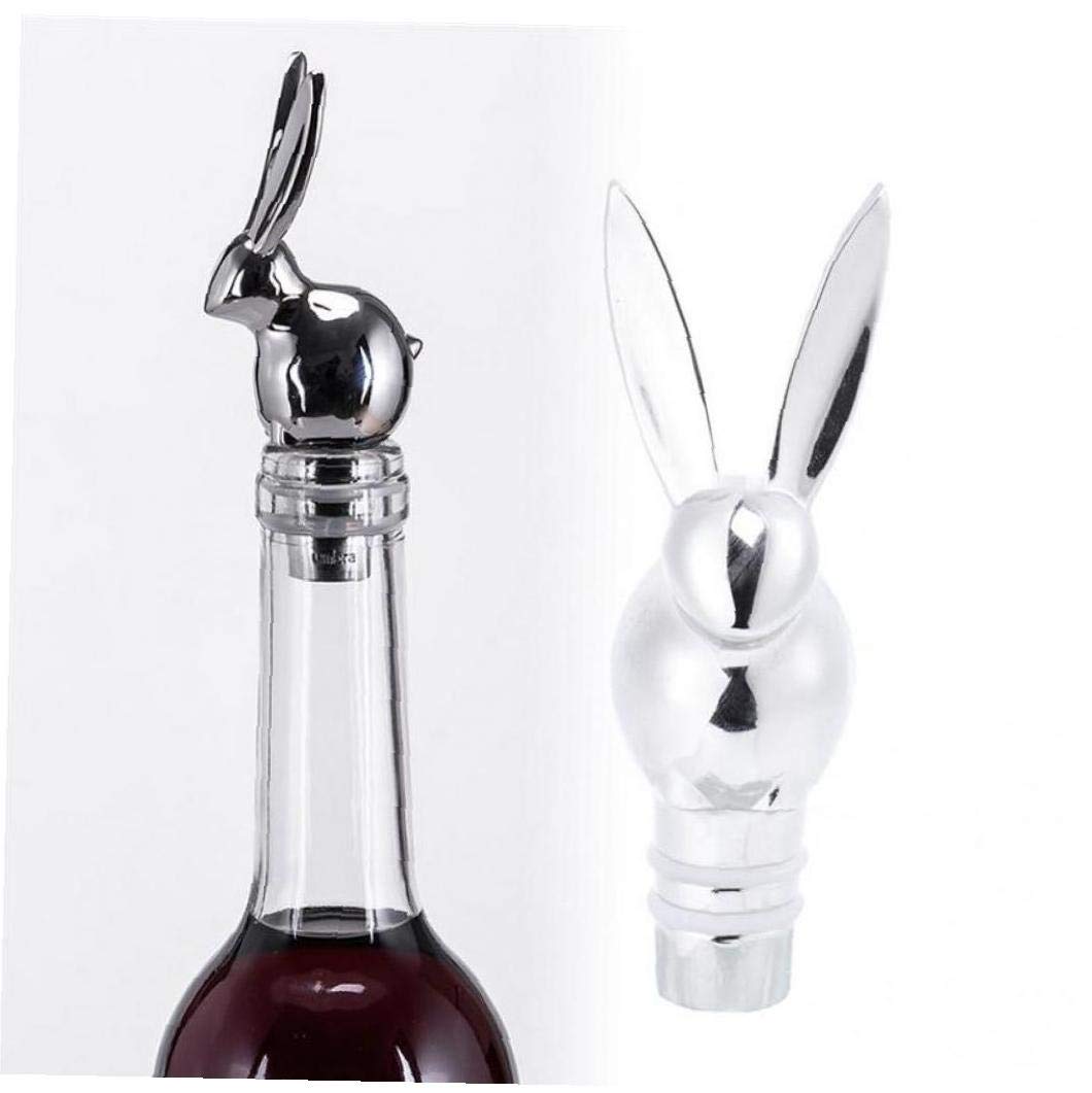 Cartoon Rabbit Head Bottle Stopper Reusable Wine Plug Vacuum Sealed Beverage Stoppers Supplies Silver 1pc