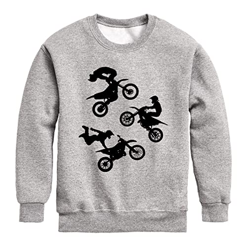 Instant Message - Dirt Bike Tricks - Toddler And Youth Crewneck Fleece Sweatshirt - Size 2T Athletic Heather