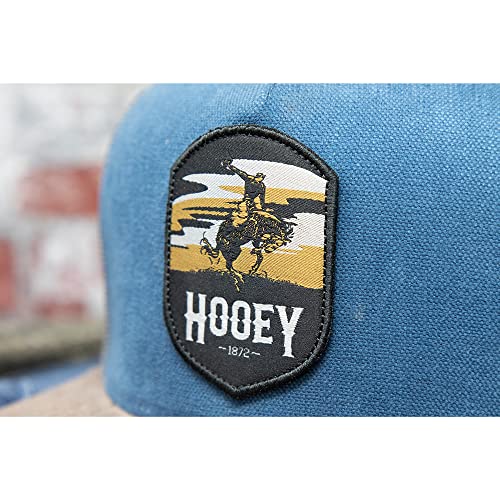 Hooey Cheyenne Adjustable Snapback Mesh Trucker Patch Hat (Blue/Charcoal) #TOP5