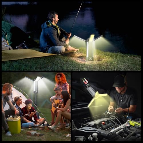 Lámpara camping 2000 lúmenes recargable con tres modos de luz y trípode de trabajo 6