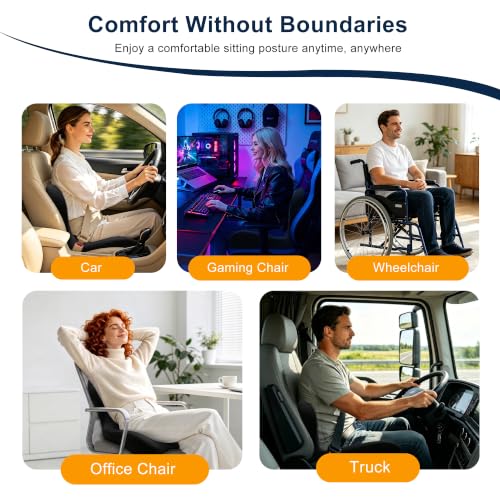 BANKQF Seat Cushion for Office Chair and Car – L-Shaped Ergonomic Seat Cushions for Stability & Anti-Slip, Orthopedic Cushion for Sciatica, Back & Tailbone Pain Relief, Black by BANKQF - Used condition - Image 8