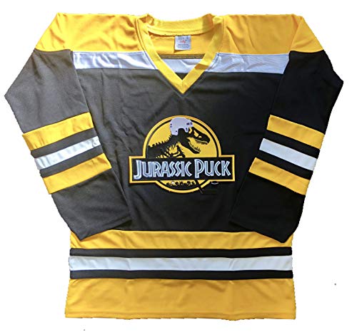 Jurassic Puck Hockey Jerseys - We are Ready to Customize with Your Name and Number (Black, Adult Medium)