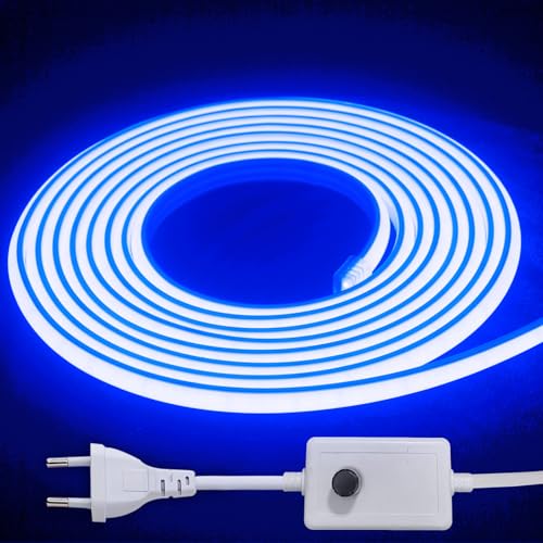 STHomedeco Striscia LED COB 220V - Impermeabile IP65, Dimmerabile con Interruttore, per Cucina e Esterno (Blu, 2m)