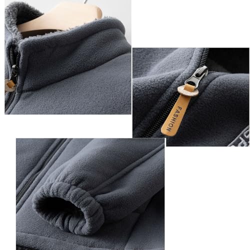 Men's Sport Jacket Warm Fleece Full Zip Outdoor Jacket Coats Stand Collar Outwear Fleece Jacket with Pocket3