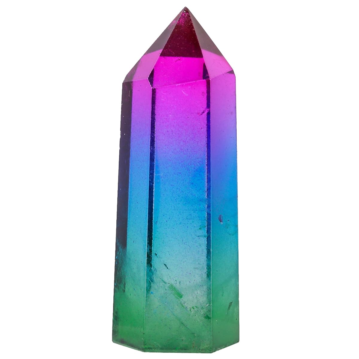rockcloud Rock Quarz Crystal Stone Electroplated Healing Crystal Wand Point 6 Faceted Prism Faceted Prism Wand Carved Reiki Stone Figurine-image-36