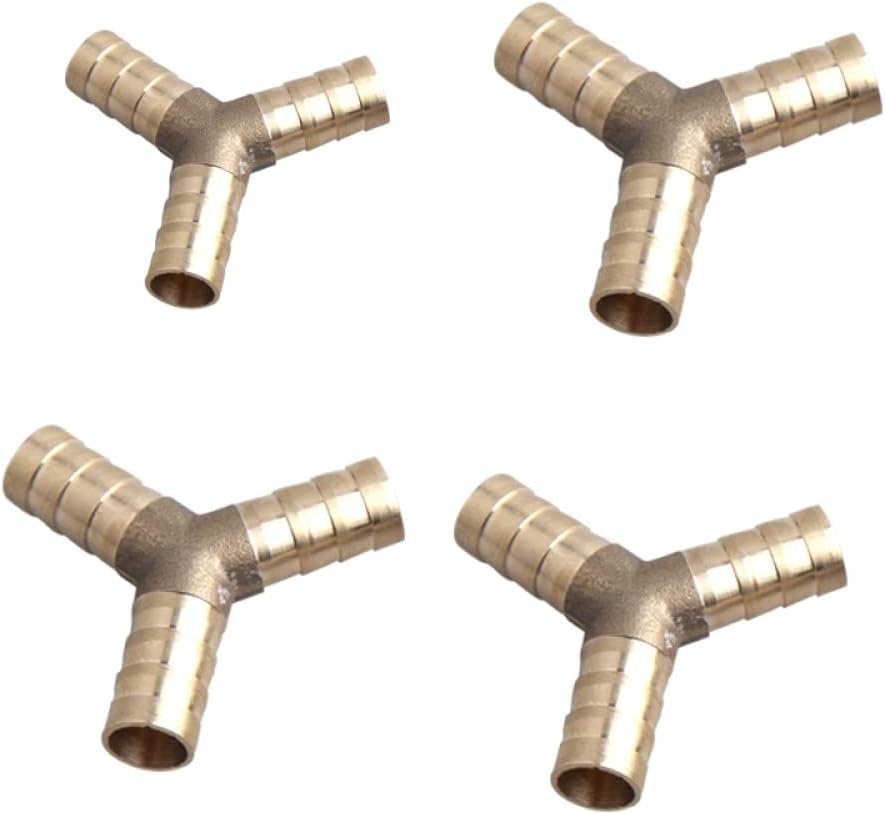 90 Degree Elbow, Brass Elbow, Brass BarbPipe Fitting 3 4 Way T Y Straight ElbowHose Barb 6 8 10 12 14 16 19mm Copper Barbed Connector Joint Coupler Adapterv,4,Way,8mm (Color : 2 way, Size : 10mm)