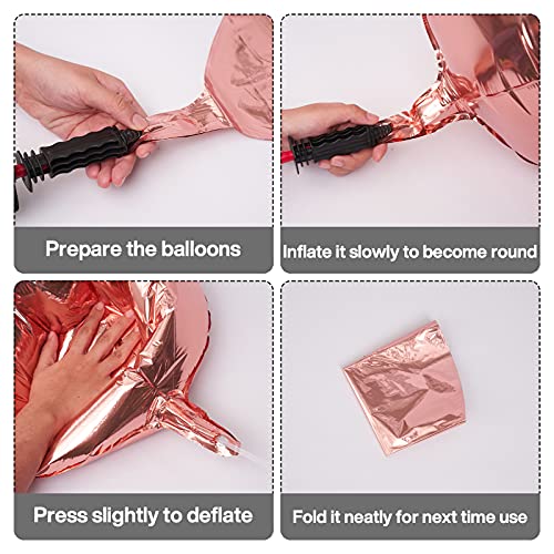 Image of PartyWoo Rose Gold Foil Balloons 6pcs Large Round Giant Jumbo 4D Balloons