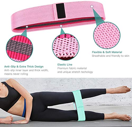 Image of Hykes Anti Slip Fabric Resistance Loop Bands for Legs Butt Squats Thighs Hips Glutes Booty Workout Yoga Pilates Exercise Fitness Band at Home Gym