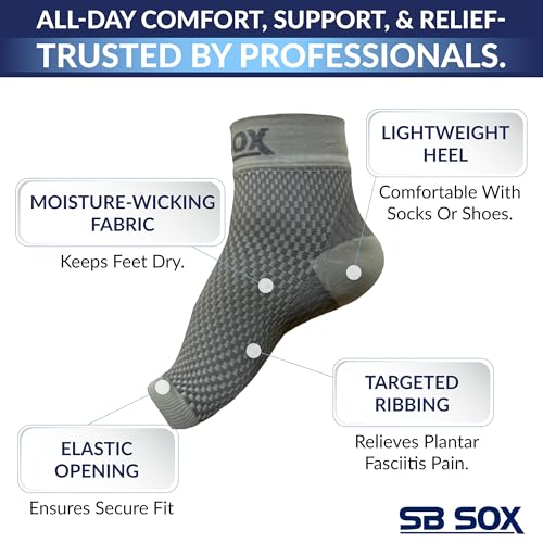 SB SOX - 2 Pairs Plantar Fasciitis Relief Socks (Gray, Large + Navy, Large)4