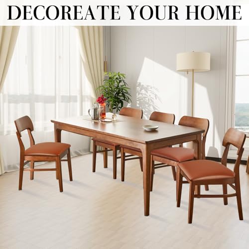 Image of Pu Leather Dining Chair Seat Covers Set of 2, Waterproof Kitchen Chair Covers Stretch Chair Cover for Kitchen /Dining Room /Hotel(Orange - 2 PCS)