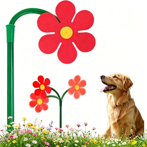 Crazy Daisy Sprinkler 360 Rotating Dancing Sunflower Water Sprinkler for Lawn Garden & Yard Watering Outdoor Play Sprinkler for Dogs (Red)