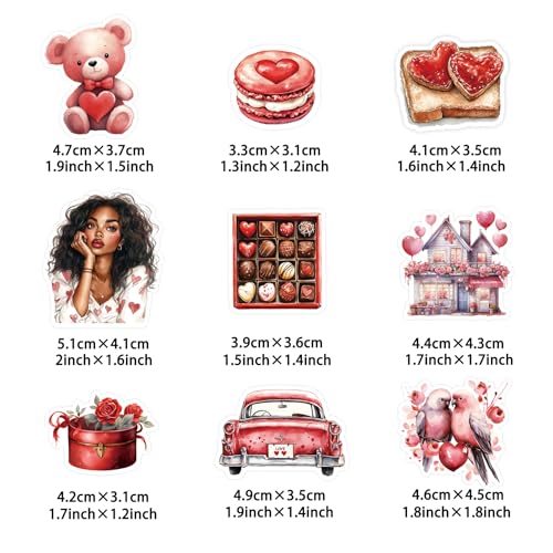 Image of 200 Pcs Valentines Day Heart Stickers for Journals Cards Gift Wrapping Scrapbooks DIY Crafts, Heart Stickers,Pink Red Love Theme Premium Craft Supplies