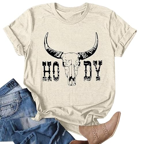 Howdy Shirt Women Cow Print Shirt Western Country T Shirts Vintage Cowgirl Casual Short Sleeve Tee Tops