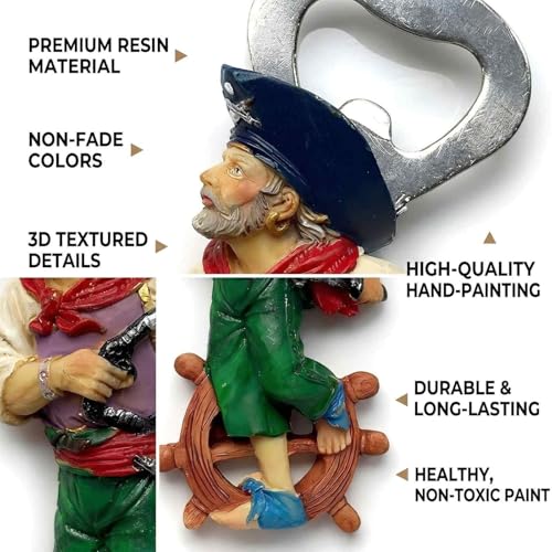 Imán decorativo figura pirata en resina 3D 5 x 2 pulg miniatura 3