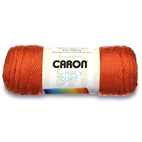 Caron Simply Soft Solids Yarn (4) Medium Gauge 100% Acrylic - 6 oz - Pumpkin - Machine Wash & Dry