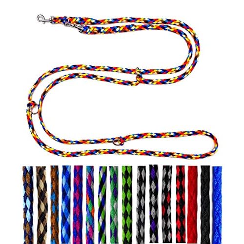 Kerbl Strick Führstrick Hippo mit Panikhaken, Hellblau/Dunkelblau, 321450 9 Hundeleine kleine Hunde bis 15 Kg / Doppelleine 4-Fach verstellbar 2,40m / 2,80m / 3,50m Führleine sehr leicht & robust (2,40m 3-Fach verstellbar, Navajo (8 Farben))