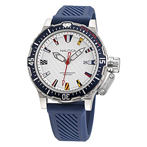 Nautica NAPGLF006 - Reloj de pulsera para hombre (correa de silicona de cuarzo y acero inoxidable, 22 dígitos), color azul