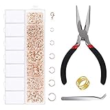 1500 Pieces Jump Rings with Lobster Clasps and Jewelry Pliers for Jewelry Making Supplies Findings and Necklace Earring Repair, Rose Gold
