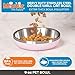 Master Pet Supply Stainless Steel Cat Bowls - 9 oz Heavy Duty - Rose Quartz, Double Wall Extra-Thick Insulated, Non-Slip Pet Water Bowl for Cats & Pets, Anti Rust Metal, Dishwasher Safe