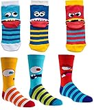 Socks 4 Fun Kinder Socken, 6 Pack,35-38,Lustige Monster