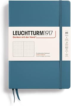 LEUCHTTURM1917 - Notebook Hardcover Medium A5-251 Numbered Pages for Writing and Journaling Stone Blue, Dotted