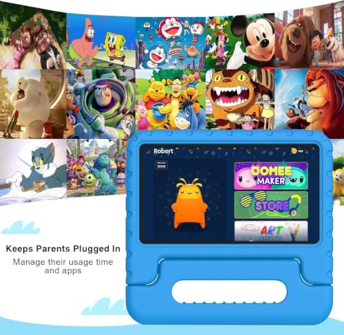 Image of JUSYEA Tablet 7-Inch Android, 64GB ROM (1TB TF), Octa-Core, Widevine L1, GPS, 5G+2.4G WiFi 6, 3500mAh, BT 5.0, Parental Controls, EVA Silicone Protective Case-Blue