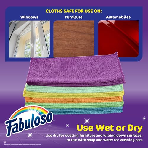 Image of Fabuloso Microfiber Cleaning Cloths, Rainbow, 13x13 in, 12 Count