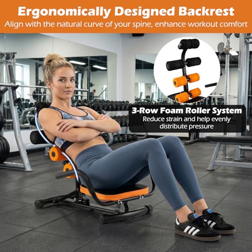 Image of Goplus Ab Machine, Core Abdominal Trainer w / 3-Position Adjustable Backrest, Foam Support, Ab Trainer Sit Up Bench Chair Ab Rocket Exercise Equipment for Home Gym Full-Body Workout
