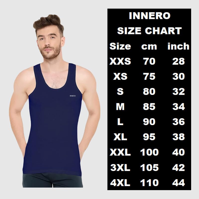 Image of INNERO Men's Multicolor Vest, Baniyan, Ganji, Undershirt, Cotton Vest for Men