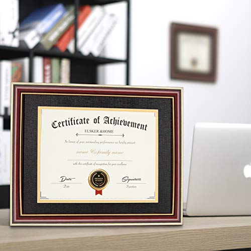 Image of ELSKER&HOME 8.5x11 Document Frame with Black Mat,Real Wood Reddish