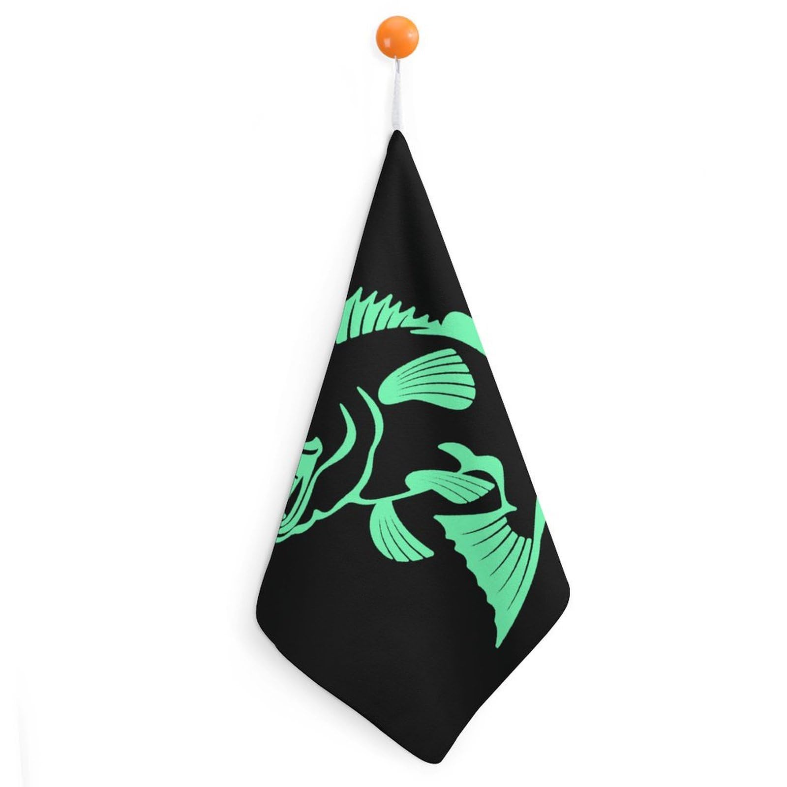 TXFBTRFSA Bass Fishing Hand Towels with Hanging Loop Kitchen Towel Handkerchiefs Cleaning Cloths