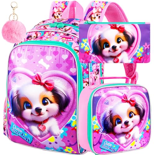 Image of 16 inch Backpack for Girls Boys 4-8, 3Pcs Kids Bookbag Set with Lunch Box, School Bag for Preschool Kindergarten