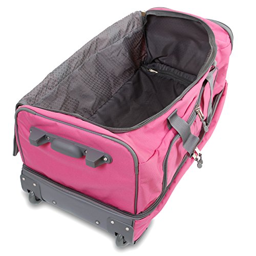 J World New York Piton Drop Bottom Rolling Duffel Bag, Pink, 30