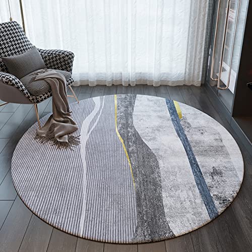 XFSHKJS Alfombras de área Redonda Alfombra de Sala de Estar Alfombra de Piso Gris 100cm 120 cm 140cm 160 cm 200 cm 2. Alfombras de cabecera de cabecera Silla de computadora sin Deslizamiento Cover