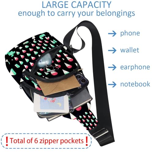 Sac à dos à bandoulière motif glace d'été, sac de poitrine urbain réglable pour homme
