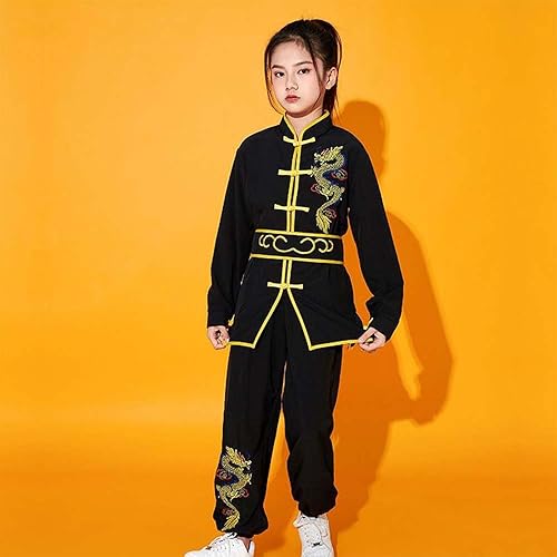 Miniatura 2 de YEMYIQZ Uniforme de Kung Fu para niños y niñas, tradicional chino bordado Tai Chi Wing Chun Master artes marciales